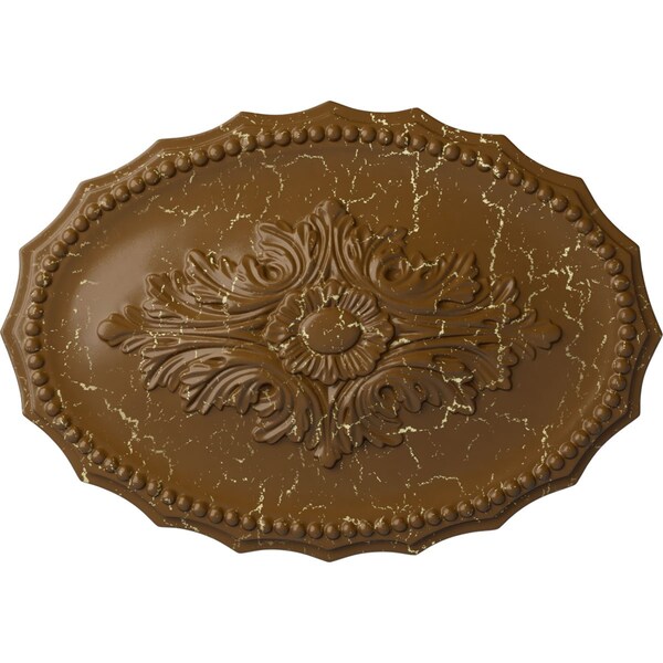 Ekena Millwork Oxford Ceiling Medallion, Hand-Painted Smokey Topaz Crackle, 16 7/8"W x 11 3/4"H x 1 1/2"P CM16OXSTC - main